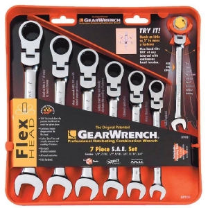 GearWrench 9700 Ratcheting Spanner Set Flexhead imperial 7 Pieces
